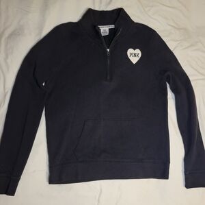 Victoria's Secret Pink Black Half Zip Sweatshirt